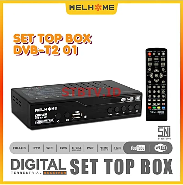 Review Set Top Box WelHome DVB-T2 01 New Crown Terbaru Lengkap